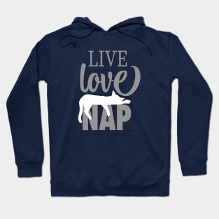 Live Love Nap Sleepy White Cat - Lazy Day Kitty Lover Hoodie